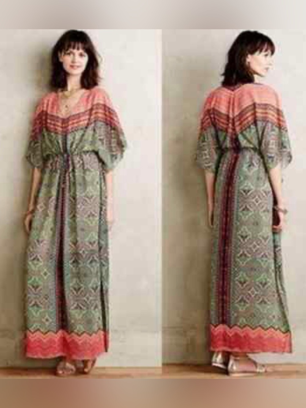 Anthropologie Vanessa Virginia Chama Caftan Dress Maxi Boho Sz XXSP